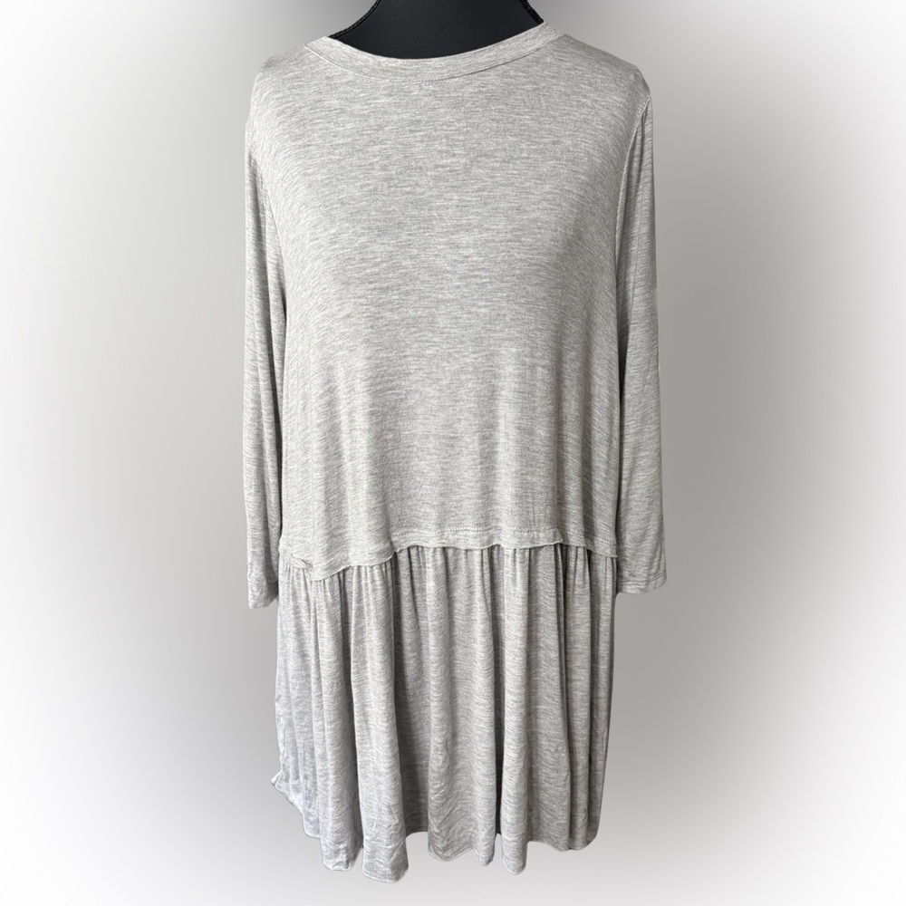 Light Gray Draped Tunic by Zenana Premium Size‎ Medium